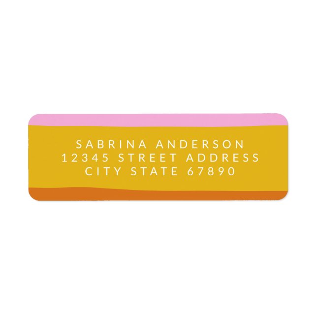 Pink Brown Wide Abstract Stripes Return Address Label (Front)