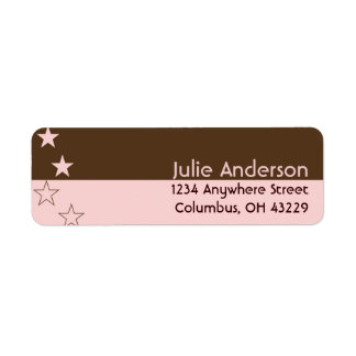 Pink & Brown with Stars Return Address Labels