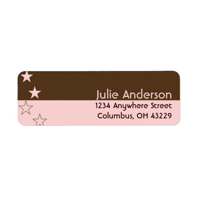 Pink & Brown with Stars Return Address Labels (Front)