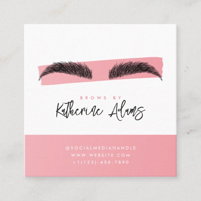Pink Brows Aftercare instruction  Square Business Card (Front)