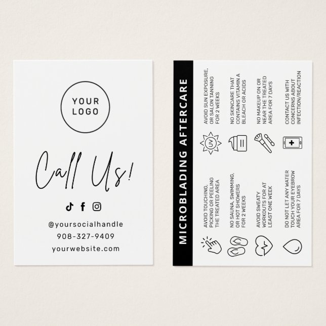 Pink Brows Aftercare PMU Brow Instructions Card (Front & Back)