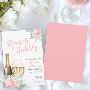 Pink Brunch And Bubbly Bridal Shower Invitation