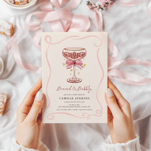 Pink Brunch and Bubbly Bridal Shower Invitation