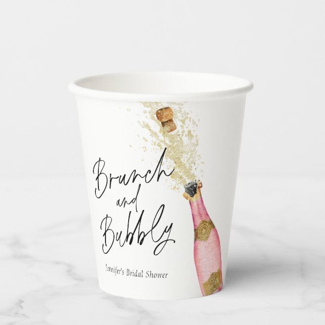 Pink Brunch and Bubbly Bridal Shower  Paper Cups (Front)
