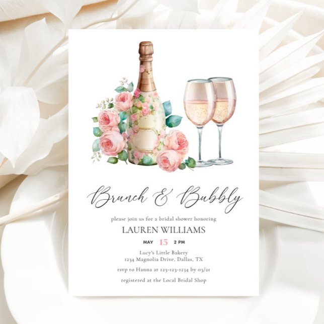 Pink Brunch and Bubbly Champagne Bridal Shower Invitation (Creator Uploaded)