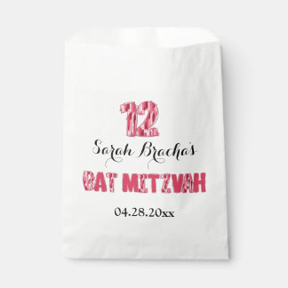 Pink Brush Stroke Bat Mitzva Favours Favour Bag