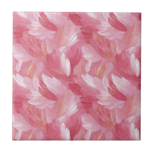 Pink Brush Stroke Glitter Abstract Pattern Ceramic Tile