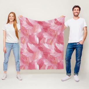 Pink Brush Stroke Glitter Abstract Pattern Fleece Blanket