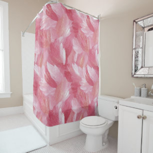 Pink Brush Stroke Glitter Abstract Pattern Shower Curtain