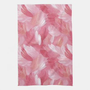 Pink Brush Stroke Glitter Abstract Pattern Tea Towel