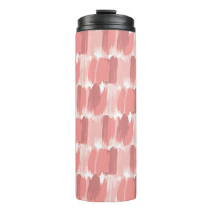 Pink brush strokes seamless pattern thermal tumbler