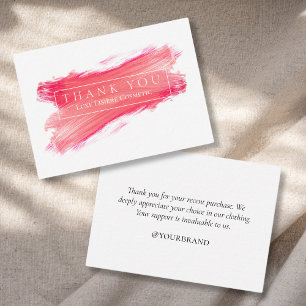 Pink Brush Thank You For Shopping Insert card