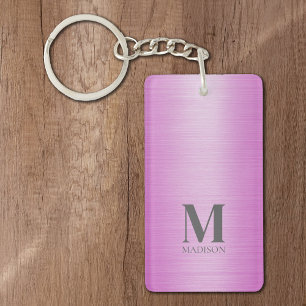 Pink Brushed Metallic Personalised Key Ring