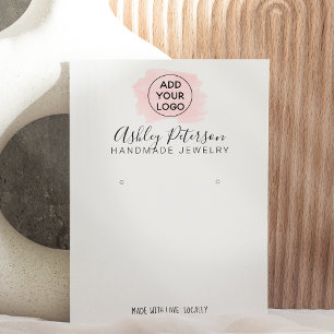 Pink brushstroke logo  jewellery earring display business card