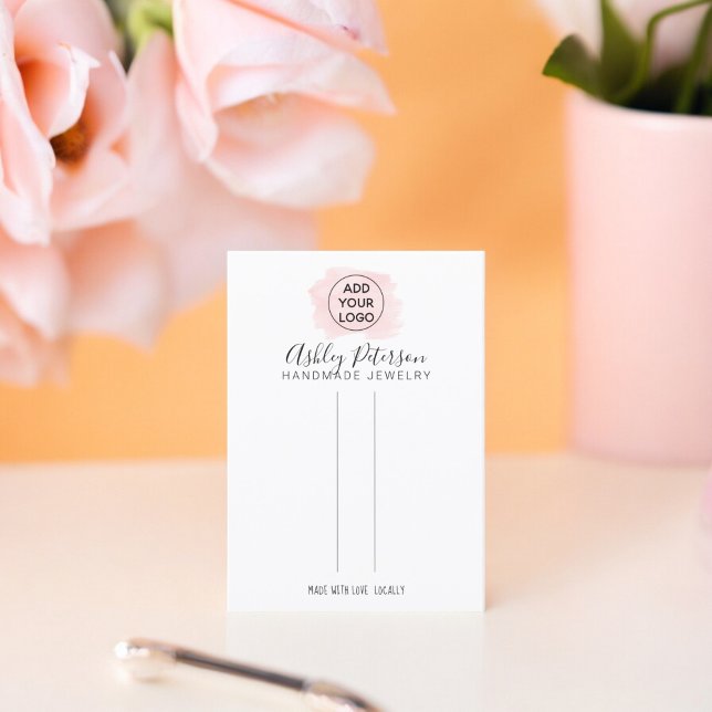 Pink brushstroke logo  jewellery hair clip display business card (Pink brushstroke logo jewelry hair clip display business card)
