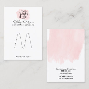 Pink brushstroke logo jewellery ring holder business card