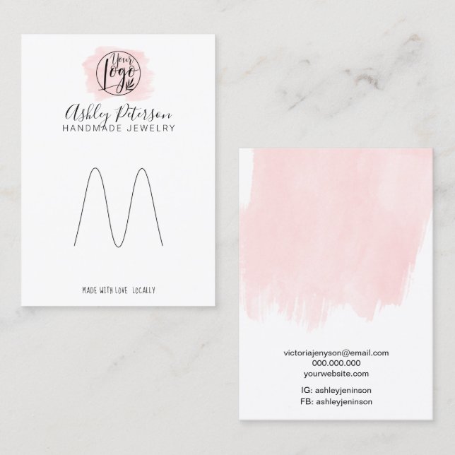 Pink brushstroke logo jewellery ring holder business card (Front/Back)