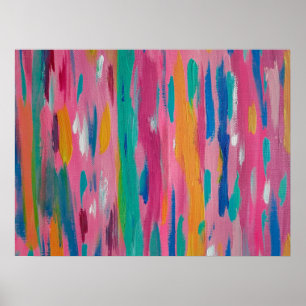 Pink Brushstrokes Abstract Print 