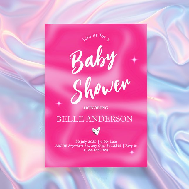 Pink Brushstrokes y2k retro Baby Shower Invitation (Creator Uploaded)