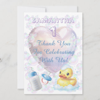 Pink Bubble Duck Thank You Card