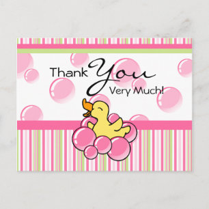 Pink Bubble Ducky Thank You Cards