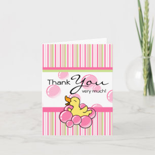 Pink Bubble Ducky Thank You Notes
