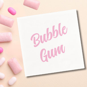Pink Bubble Gum Simple Typography Birthday Party Napkin