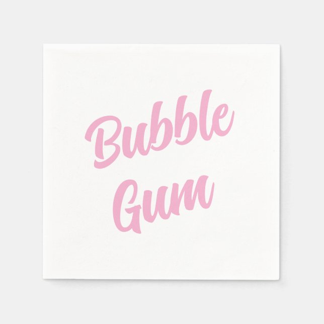 Pink Bubble Gum Simple Typography Birthday Party Napkin (Front)