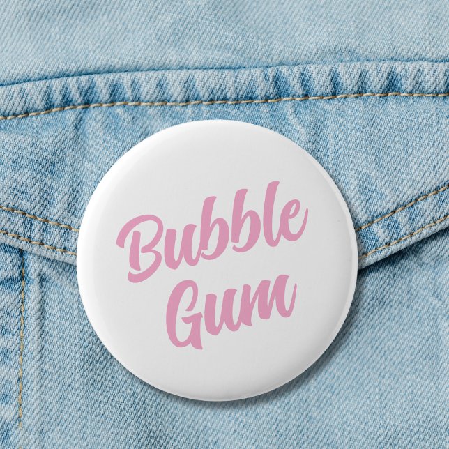 Pink Bubble Gum Simple Typography Fun Whimsical  6 Cm Round Badge (Creator Uploaded)