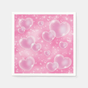 Pink Bubble Hearts Cute Girly 90's Style Napkin