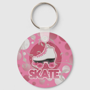Pink Bubble Swirl Roller Skate, Skating Key Ring