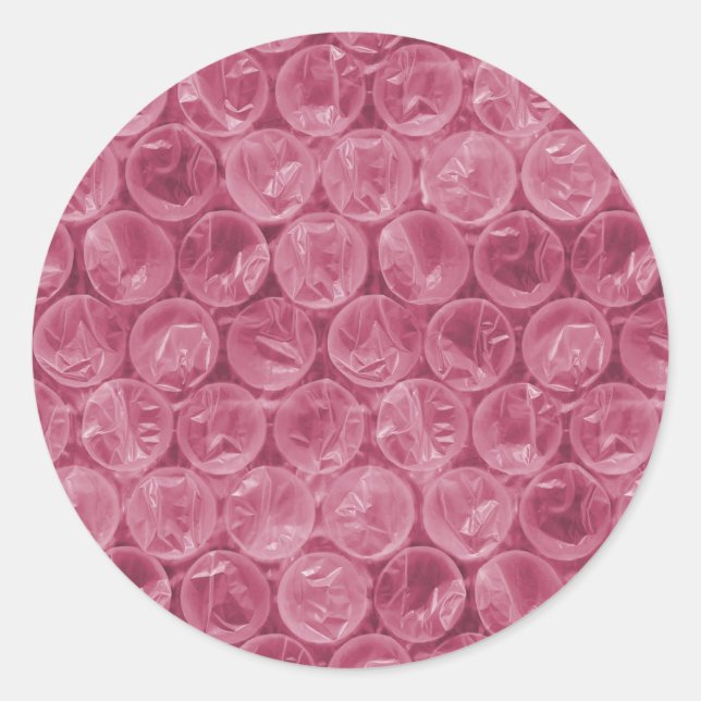 Pink bubble wrap pattern classic round sticker (Front)
