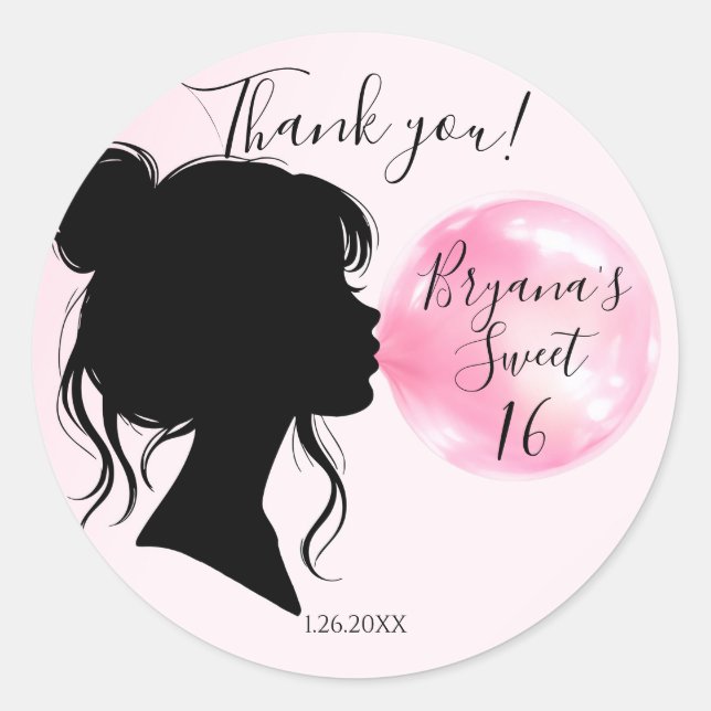 Pink Bubblegum Dream Candy Sweet 16 Celebration   Classic Round Sticker (Front)
