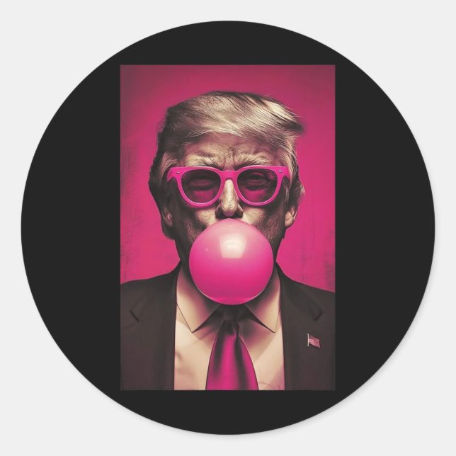 Pink Bubblegum Graphic  Classic Round Sticker (Front)