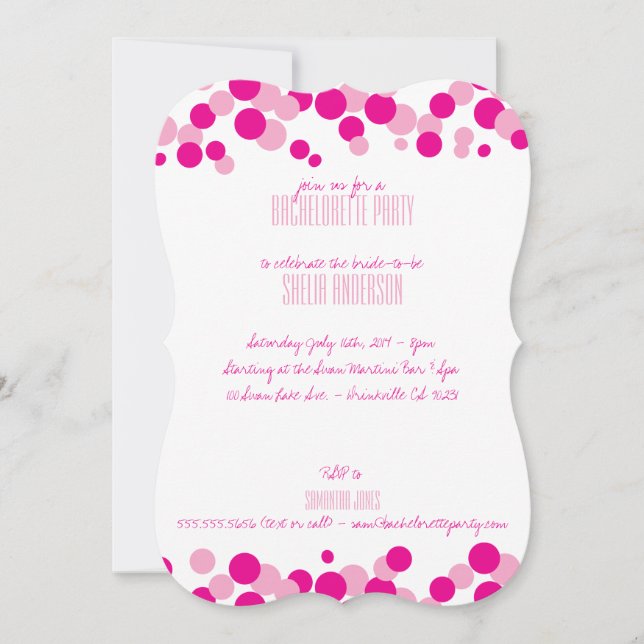 Pink Bubbles Bachelorette Party Invitations (Front)