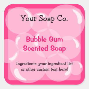Pink Bubbles Bubble Gum Soap Label