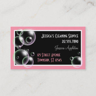 Pink Bubbles Cleaning Service Business Cards