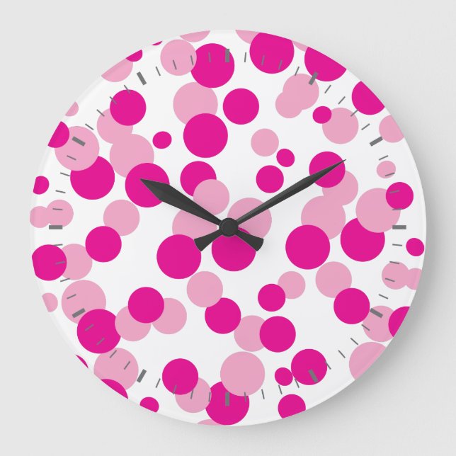 Pink Bubbles Confetti Pattern Wall Clock (Front)