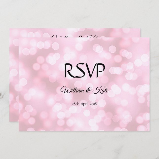 Pink bubbles custom double sided Wedding RSVP card (Front/Back)