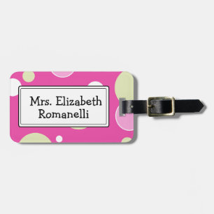 Pink Bubbles Customisable Luggage Tag