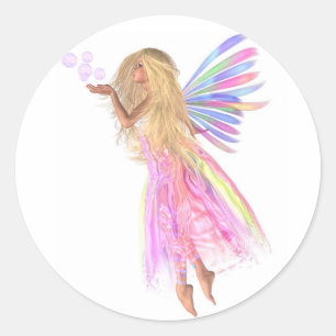 Pink Bubbles Fairy Classic Round Sticker