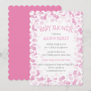 Pink Bubbles Girl Baby Shower Invitation