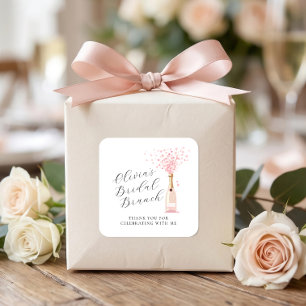 Pink Bubbly Brunch Thank You Bridal Shower Square Sticker