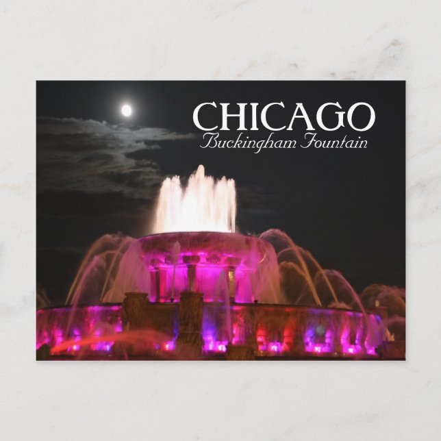 Pink Buckingham Fountain Chicago Postcard (Front)