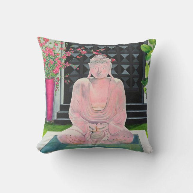 Pink Buddha Throw Pillow (Front)