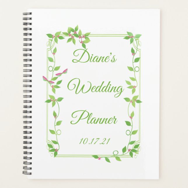 Pink Buds on Green Ivy Wedding Planner (Front)
