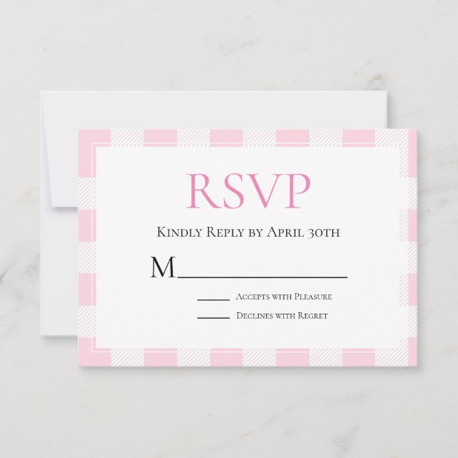 Pink Buffalo Check Wedding RSVP (Front)