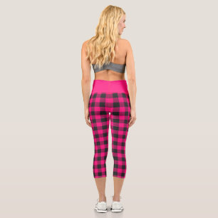 Pink Buffalo Plaid  Capri Leggings
