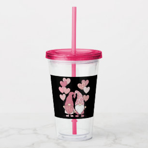 Pink Buffalo Plaid Heart Gnomes Valentine's Day  Acrylic Tumbler