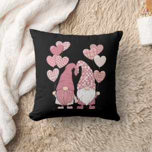 Pink Buffalo Plaid Heart Gnomes Valentine's Day  Cushion